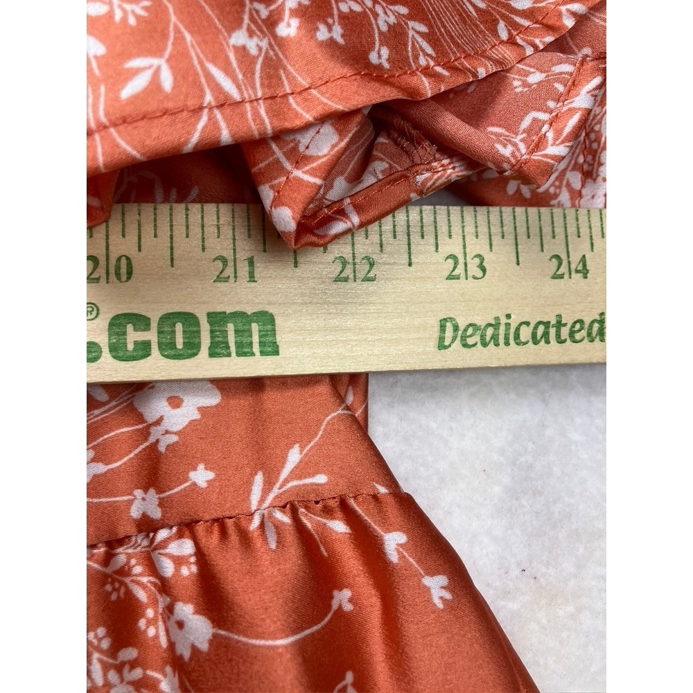 Vanilla Bay Womens 3X Rust Orange Floral Tiered Babydoll Top VT28391PLUSGG - Picture 4 of 7